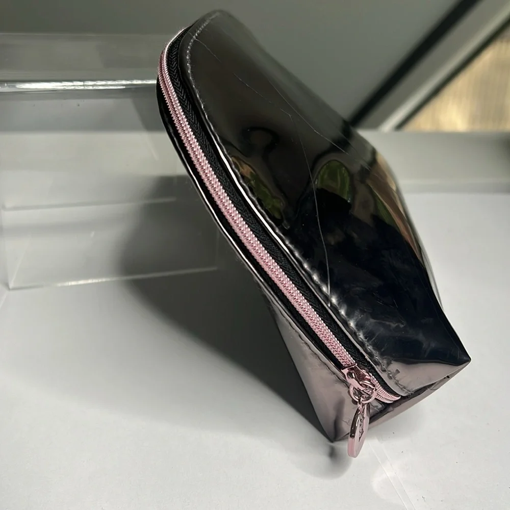 YSL Yves Saint Laurent Makeup Zip Around Pouch Clutch Rosegold Pewter Metallic - Picture 4 of 7
